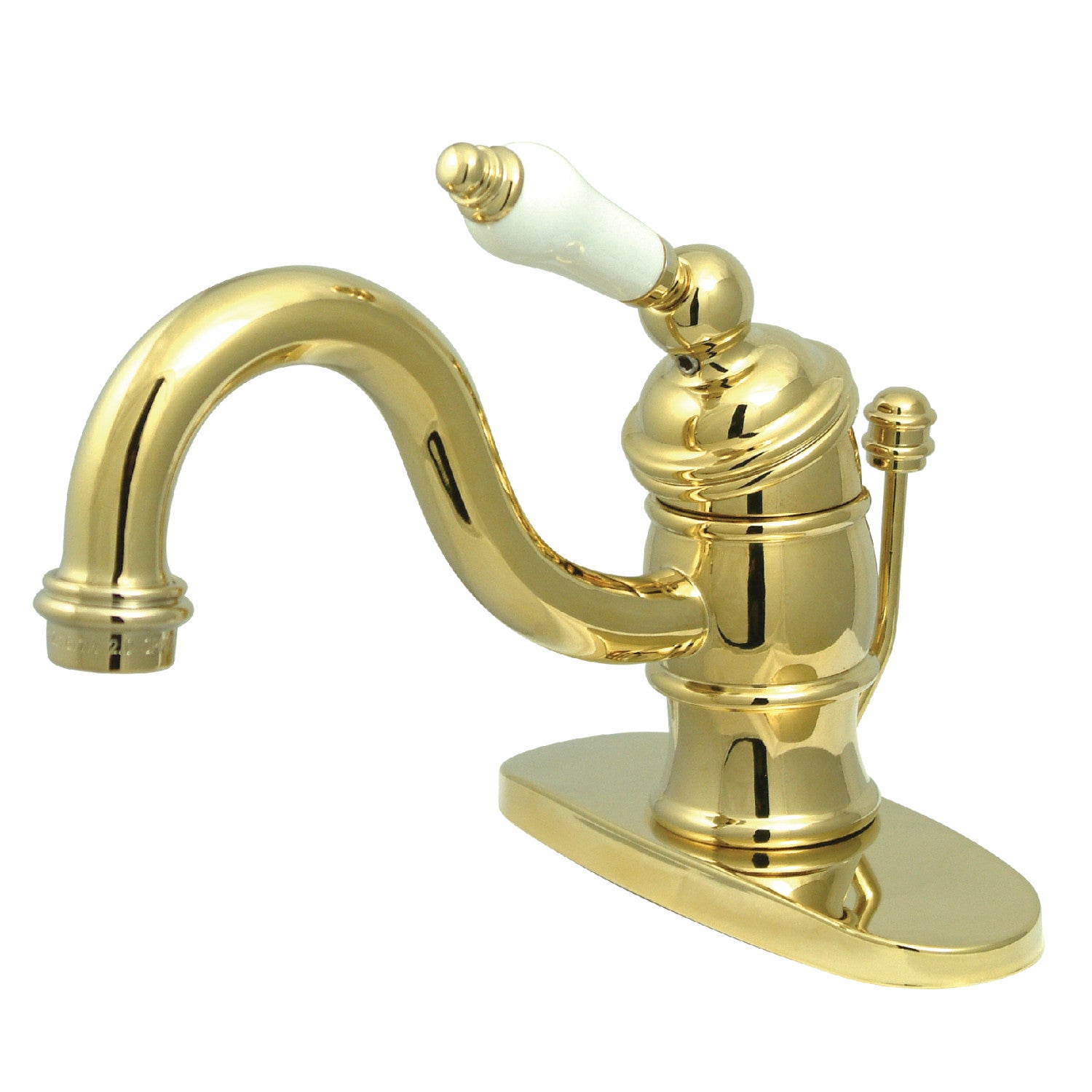 Kingston Heirloom KB3402PL - Victorian One-Handle 1-Hole Bathroom Faucet with Deck Plate and Pop-Up Drain, Polished Brass — image 1